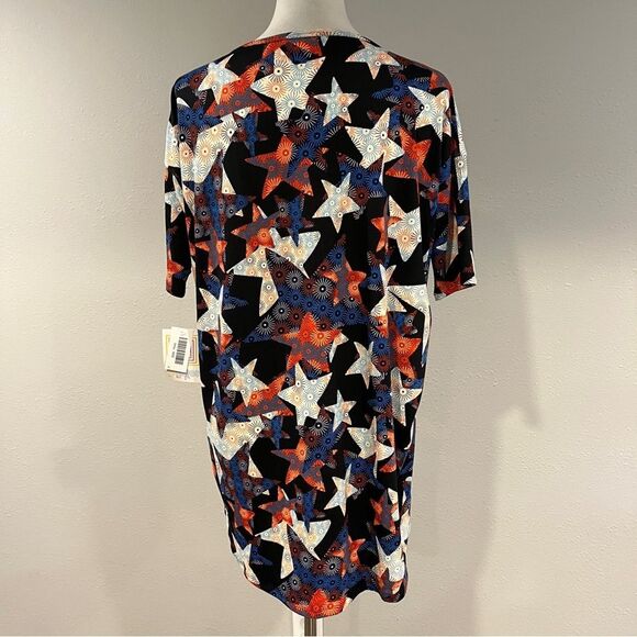LuLaRoe Irma short sleeve fireworks print oversized top size XXS - Picture 6 of 11